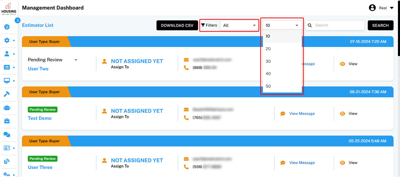 To Search from the Multiple Parcel List